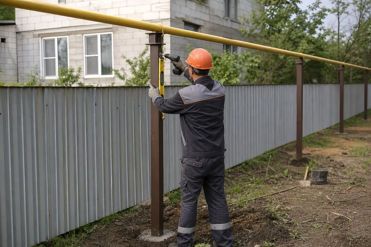 Установка опор для надземного газопровода